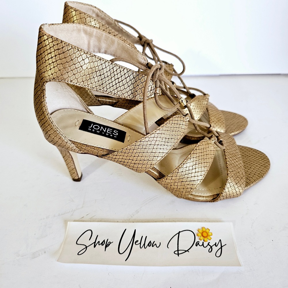 Jones New York Zoey Faux Snakeskin Womens Lace Up High Heel Sandal‎ Sz 8 Sh447.1